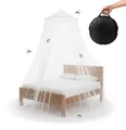 Relaxdays Moskitonetz Bett, HxD: 250 x 60 cm, XXL Mückennetz für Einzel- & Doppelbett, zuhause, Reisen, mit Tasche, weiß