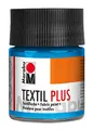 Marabu 17150005090 - Textil Plus hellblau 50 ml, volldeckende Stoffmalfarbe für dunkle Stoffe, geeignet für Stoffmalerei und Stoffdruck, nach Fixierung waschbeständig bis 40 °C