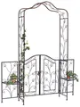 DanDiBo Rosenbogen mit Tür Metall 101759 Gartenbogen mit Tor 240x185 cm Antik Torbogen Garten Rundbogen