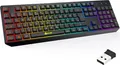 KLIM Chroma Wireless Gaming Tastatur Kabellos QWERTZ DEUTSCH - Langlebig, Ergonomisch, Wasserdicht, Leise - RGB Kabellose Tastatur Gaming, schwarz