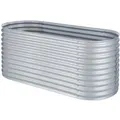 Blumfeldt High Grow Hochbeet Gartenbeet 200x80x100 cm Zink-Alu-Beschichtung Oval Silber-Metallic