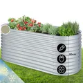 Hochbeet Gemüse Blumen Kräuter Pflanzkasten Gartenbeet 2,0 m Stahlblech Silber