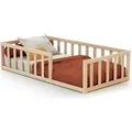 WEBABY - Bodenbett babybett Holz 70 x 140 cm Buche Natur roh | Mit Barrieren | Gitterbett | Kinderbett | Lattenrost inklusive | Schlafkomfort | Aut... - Naturbelassen