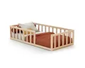 WEBABY - Bodenbett Baby 70 x 140 cm | Mit Barrieren | Babybett | Kinderbett | Lattenrost inklusive | Schlafkomfort | Autonomie | Sicherheit | Massivholz (Beige, Kinderbett)