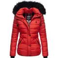 Navahoo Damen Winterjacke Steppjacke Kurz Parka Jacke Warm Gefüttert Kapuze Zuckerbiene Rot Gr. 36 - S - Rot - 36
