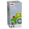 HABA Entdeckerfahrzeug Traktor – mit Quietsch-Effekt, abnehmbarem Hänger, fördert Feinmotorik & Auge-Hand-Koordination, ab 12 Monaten, Spielzeug Holz – 2013391001