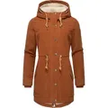 Ragwear Winterjacke Canny Corduroy stylischer Damen Cordmantel mit Kapuze braun 4XL (48)