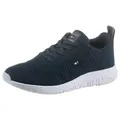 Tommy Hilfiger CORPORATE KNIT RIB RUNNER Sneaker, Freizeitschuh, Halbschuh, Schnürschuh mit seitlicher Logoflagge blau 44 EU