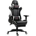 Chair Racing Chefsessel mit Fußstütze und ergonomsichen 4D-Armlehnen, ergonomischer Sportsitz Optik Schwarz/Weiß