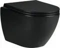 form&style Wand-WC Set SAMAR Tiefspüler ohne Spülrand schwarz matt mit WC-Sitz u
