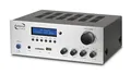 Dynavox Stereo Kompakt-Verstärker VT-80 MK, 4 schraubbare Lautsprecher-Anschlüsse, Fernbedienung für Digital-Eingänge (USB, SD-Card), integrierte BT-Antenne und FM-Radio, Silber