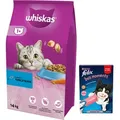 WHISKAS Adult 14 kg - Trockenfutter für ausgewachsene Katzen, mit leckerem Thunfisch + Felix Deli Moments 4x10g