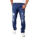 Reslad Destroyed-Jeans Reslad Jeans Herren Destroyed Look Slim Fit Denim Stretch Jeans-Hose Destroyed Look Slim Fit Jeans blau 33