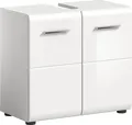 Ice Waschbeckenunterschrank 2 Türen Weiß hochglanz, weiß.