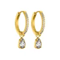 Purelei Vintage-Creolen Damen 18K vergoldet – Zirkonia Tropfen Ohrringe, Edelstahl 15,6 mm, eleganter Schmuck zeitlos glänzend Geschenk