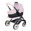 Smoby - Maxi-Cosi 3-in-1 Puppenwagen, Tragekorb + Buggy - für Puppen bis 42 cm (Nicht enthalten) - frei drehbare Vorderräder, Stauraumkorb - ab 3 Jahren - Stabiler Metallrahmen, produziert in Spanien
