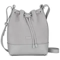 Expatrié Handtasche Damen Grau Lily Bucket Bag Umhängetasche Klein aus Baumwoll Canvas und veganem PU Leder für Shopping, Büro, Freizeit - Stylische Crossbody Schultertasche für Frauen