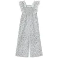 vertbaudet Jumpsuit Festlicher Mädchen Jumpsuit mit Blumenprint und Lochstickerei blau 110