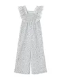 Vertbaudet Festlicher Mädchen Jumpsuit mit Blumenprint und Lochstickerei blau bedruckt 110