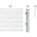 Metallzaun Grund-Set Doppelstabmatte feuerverzinkt 3 x 2 m x 0,8 m