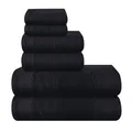 MALLONI Home Ultra Soft 6er-Pack Baumwoll-Handtuch-Set, enthält 2 übergroße Badetücher 70 x 140 cm, 2 Handtücher 40 x 60 cm und 2 Waschbetten 30 x 30 cm, Schwarz