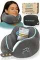 FLOWZOOM Comfy Nackenkissen Flugzeug & Auto - Einstellbares Memory Foam Reisekissen mit flexiblen Druckknöpfen für 360° Stütze, atmungsaktiver weicher Bezug - inkl. Transportbeutel - Grau