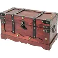 HMF Schatztruhe aus Holz mit dekorativem Schloss, 40 x 19 x 22 cm, Frankreich - Braun