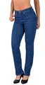 ESRA Damen Straight Fit Jeans Hose Straight-Leg Jeanshose Stretch gerader Schnitt Damen-Jeans High Waist bis Übergröße Große Größe G800