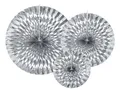 partydeco Papierrosette, Deko Papier Rosetten 23-40cm silber 3er Set