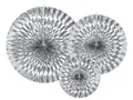 PartyDeco dekorative Rosetten silber 1 Packung mit 3 Stück