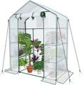 VOUNOT® Gewächshaus Foliengewächshaus mit 4 Regalebenen, Weiß, 143x73x195cm