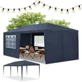 Juskys Partyzelt 3x6 m Blau mit Dach & Seitenwänden - 18 m2 Sonnenschutz Outdoor