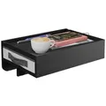 Relaxdays Nachttisch, Schwarz, Holz, Textil, Metall, Bambus, 1 Schubladen, 37x14x26.5 cm, Schlafzimmer, Nachttische