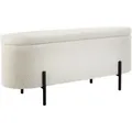 Tectake Sitzbank Lanja Mit Bouclé Stoff Gepolstert  96 x 36 x 43 cm Bouclé Creme Weiß