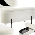 tectake® Sitzbank mit Stauraum, Truhe mit Deckel, Polsterbank Sitztruhe als Bettbank mit Stauraum, Aufbewahrungskiste, Sitztruhe mit Stauraum, gepolstert, mit Bouclé Stoff im Scandi Style