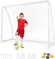 COSTWAY 245 x 182 cm Fußballtor, Fussballtore für Garten Kinder, Fußballtor mit hochfestem Netz & 6 Erdspießen