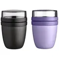Mepal Lunchbox Lunchpot Mini Mixed, Nordic Black & Vivid Lilac, 300 & 420 ml, Polypropylen (PP), PCTG, praktischer Reise- und Joghurtbecher, spülmaschinengeeignet lila|schwarz