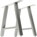 Wiltec Tischbeine 2er Set aus Stahl 70x72cm Grau in A-Form Industrial Vierkantrohr Tischkufen Tischgestell Tischuntergestell Möbelkufen