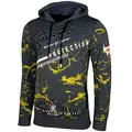 Baxboy Herren Pullover Hoodie Sweatjacke Longsleeve Sweatshirt Jacke Langarm Kapuzenpullover Hoody Sweater 2628, Farbe:Anthrazit/Gelb, Größe:2XL