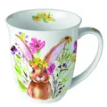 Ambiente Kaffee / Tee Porzellan Tasse  400 ml  Ostern Hase Bunny Blumen gemalt