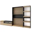 WOHNWAND Elektrokamin, eiche, schwarz, 320/35/186cm