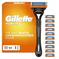 Gillette Fusion5 Rasierer Herren, 1 Rasierer, 11 Ersatzklingen mit Gleitstreifen für Ein Sanftes Gleiten und 5 Klingen für Eine Gründliche, Langanhaltende Rasur — Schwarz