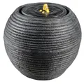 LED Solar Kugelbrunnen Springbrunnen mit LED Beleuchtung Gartenbrunnen aus GRC Beton für Innen und Außen D: 35,5cm Zierbrunnen
