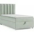 Best for Home Boxspringbett mit Bettkasten Trinity K10-SINGLE 100x200 Bonellfederkern inkl. Topper - Mintgrun - Grün