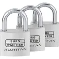 Burg-Wächter Vorhängeschloss Alutitan Trio 770, 40mm, 4 Schlüssel, gleichschließend & wetterfest, 3 Stück