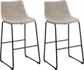 BELIANI Stilvoller Barstuhl 2er Set Beige Stoff/Metall 100 cm Retro