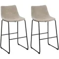 Stilvoller Barstuhl 2er Set Beige Stoff/metall 100 Cm Retro