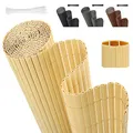 Sekey PVC Sichtschutzmatte 100x300cm Doppelte Verstärkung Innen, Balkon Sichtschutz mit Kabelbindern, Sichtschutzzaun Windschutz Wasserdicht ohne Bohren für Balkon Garten, Bambus