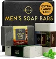 O Naturals Seife für Männer - 7.7oz, 3 Stück - Natürliche Seife - Herrenseife - Körperseife für Männer - Natürliche Männerseife - Bio-Herrenseife - Afrikanische Schwarze, Zedernholz, Minze
