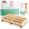 NESILY® Premium Fußmassageroller Holz inkl.deutscher Anleitung - Fußreflexzonenmassage - Fussmassageroller Holz für Fußmassage - Fussroller Massage Holz für Plantarfasziitis Fersensporn